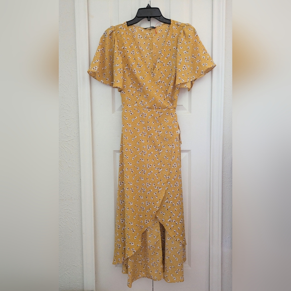 Long, Floral Flowy, Cottagecore Wrap Dress